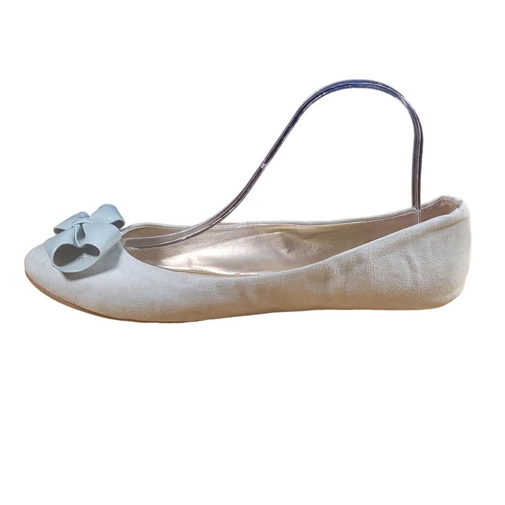Enzo Angiolini Flats Womens Sz 8 Aqua Suede Bow Cottagecore Casual Shoes Y2K